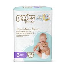 Giggles Premium Twin Pack 4-9Kg Midi 34Pcs