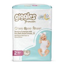 Giggles Premium Jumbo Pack 3-6Kg Mini 70Pcs